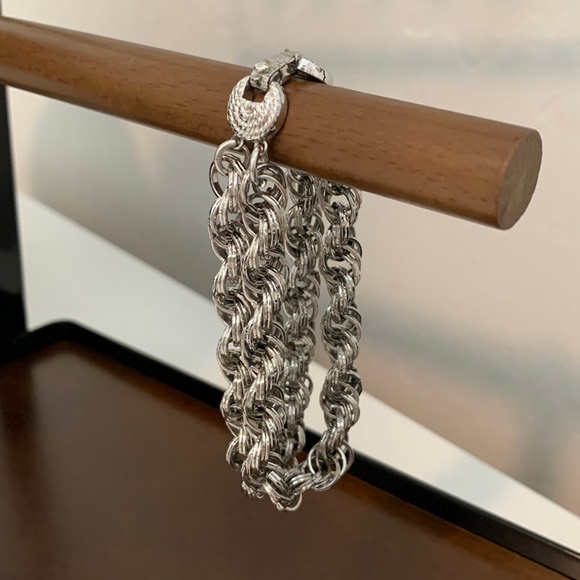 Monet double loop silver tone chain bracelet - Picture 2 of 9